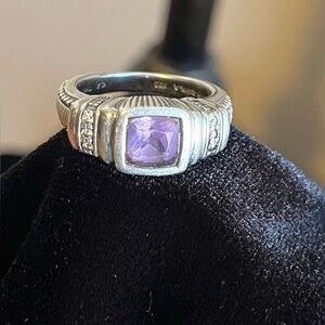 Judith Ripka SS Amethyst Ring Size 7